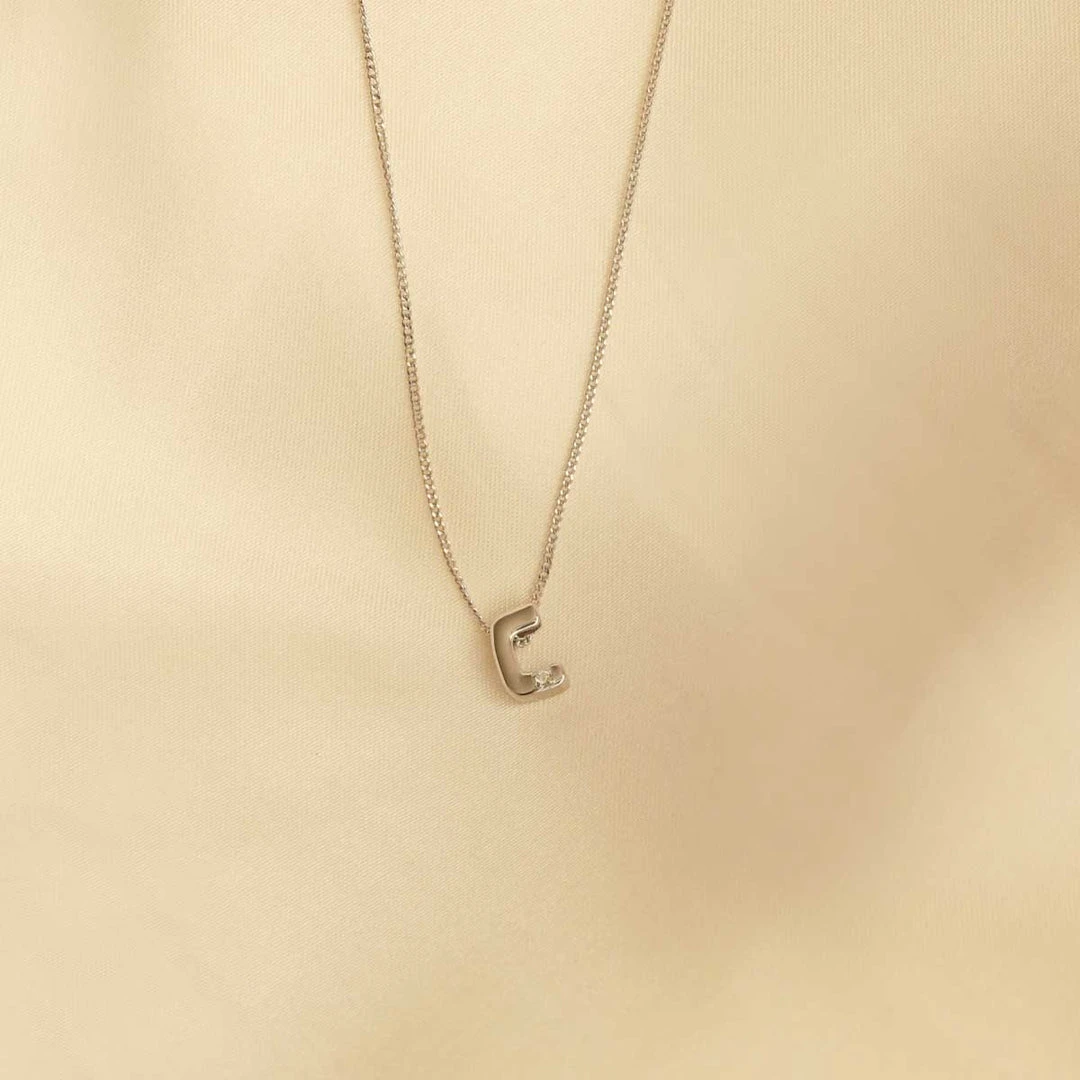 Astrid & Miyu Pendant Necklaces C Initial Pendant Necklace In Silver With C 5 Astrid & Miyu Pendant Necklaces C Initial Pendant Necklace In Silver With C
