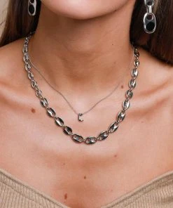 Astrid & Miyu Pendant Necklaces C Initial Pendant Necklace In Silver With C 11 Astrid & Miyu Pendant Necklaces C Initial Pendant Necklace In Silver With C