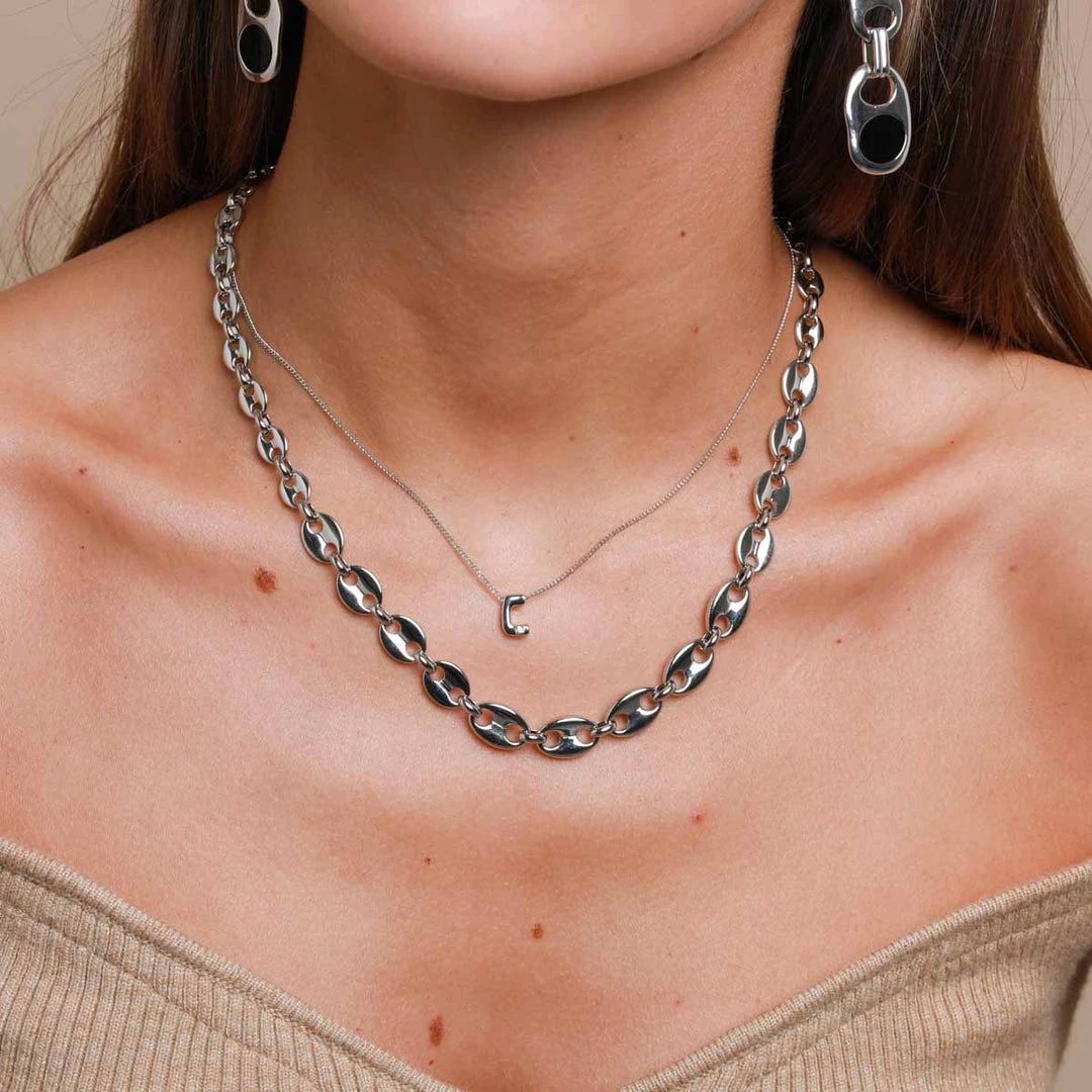 Astrid & Miyu Pendant Necklaces C Initial Pendant Necklace In Silver With C 7 Astrid & Miyu Pendant Necklaces C Initial Pendant Necklace In Silver With C