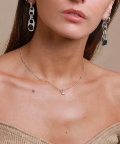 Astrid & Miyu Pendant Necklaces C Initial Pendant Necklace In Silver With C