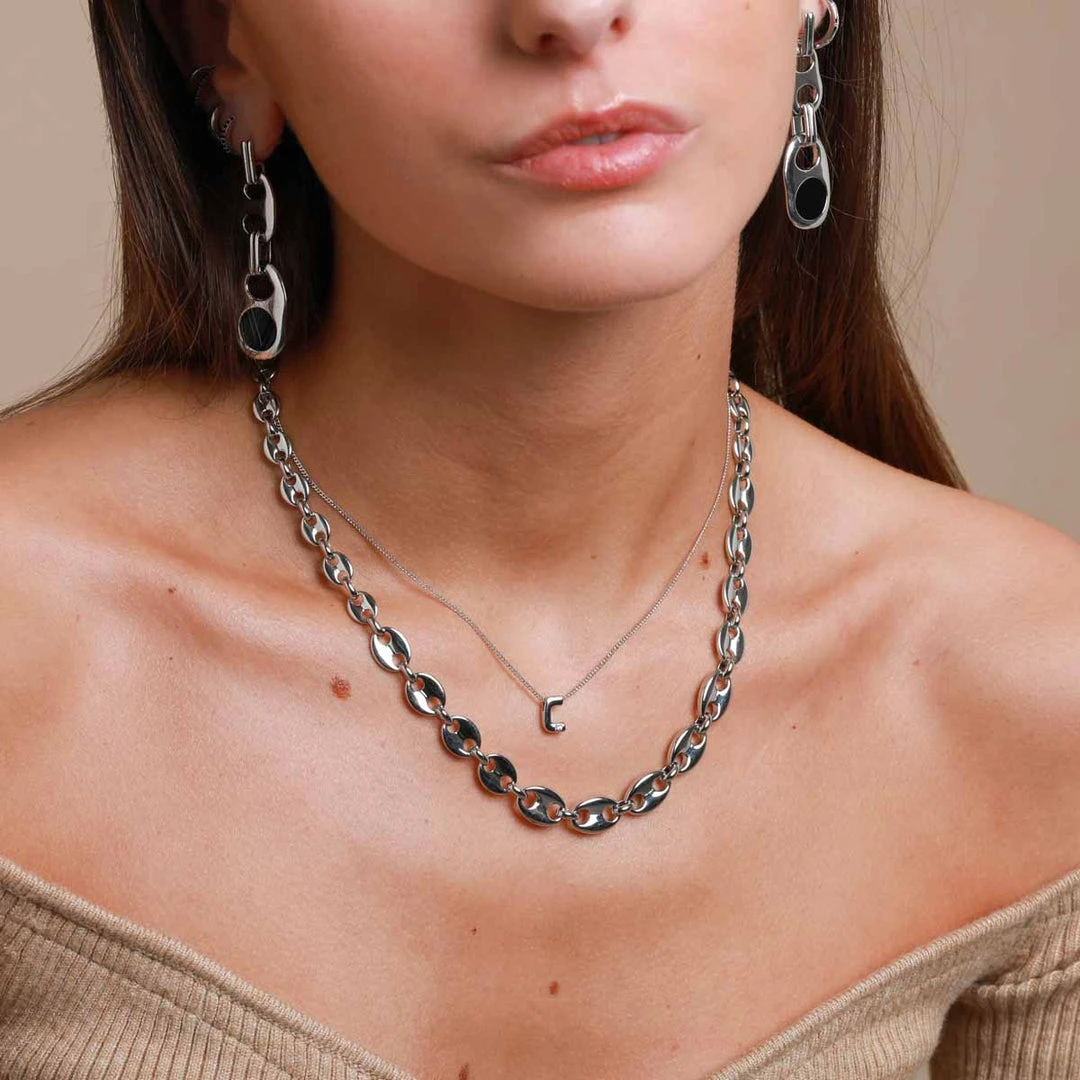 Astrid & Miyu Pendant Necklaces C Initial Pendant Necklace In Silver With C 6 Astrid & Miyu Pendant Necklaces C Initial Pendant Necklace In Silver With C