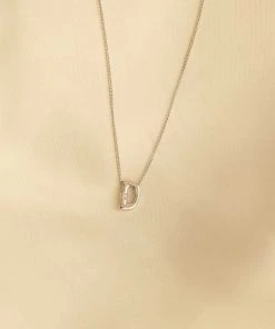 Astrid & Miyu D Initial Pendant Necklace In Silver With D