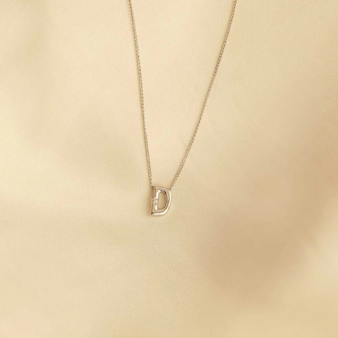 Astrid & Miyu D Initial Pendant Necklace In Silver With D 4 Astrid & Miyu D Initial Pendant Necklace In Silver With D