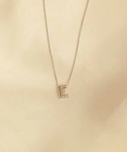 Astrid & Miyu E Initial Pendant Necklace In Silver With E