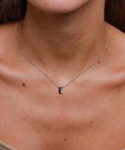 Astrid & Miyu E Initial Pendant Necklace In Silver With E