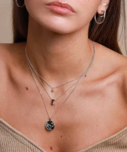 Astrid & Miyu E Initial Pendant Necklace In Silver With E