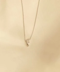 Astrid & Miyu F Initial Pendant Necklace In Silver With F