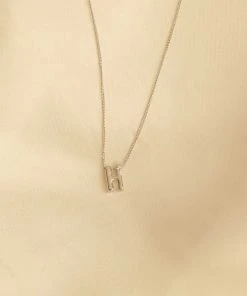 Astrid & Miyu H Initial Pendant Necklace In Silver With H Pendant Necklaces