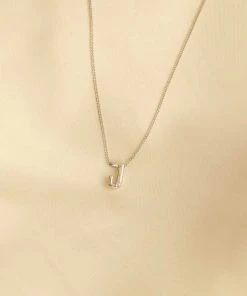 Astrid & Miyu J Initial Pendant Necklace In Silver With J Pendant Necklaces