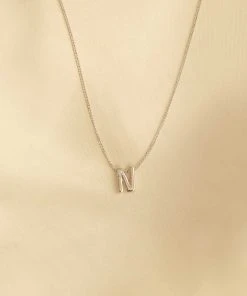 Astrid & Miyu Pendant Necklaces N Initial Pendant Necklace In Silver With N