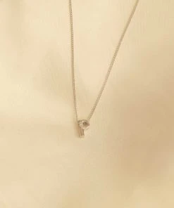 Astrid & Miyu P Initial Pendant Necklace In Silver With P Pendant Necklaces