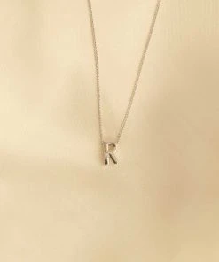 Astrid & Miyu R Initial Pendant Necklace In Silver With R Pendant Necklaces