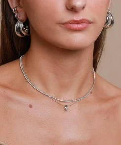 Astrid & Miyu S Initial Pendant Necklace In Silver With S