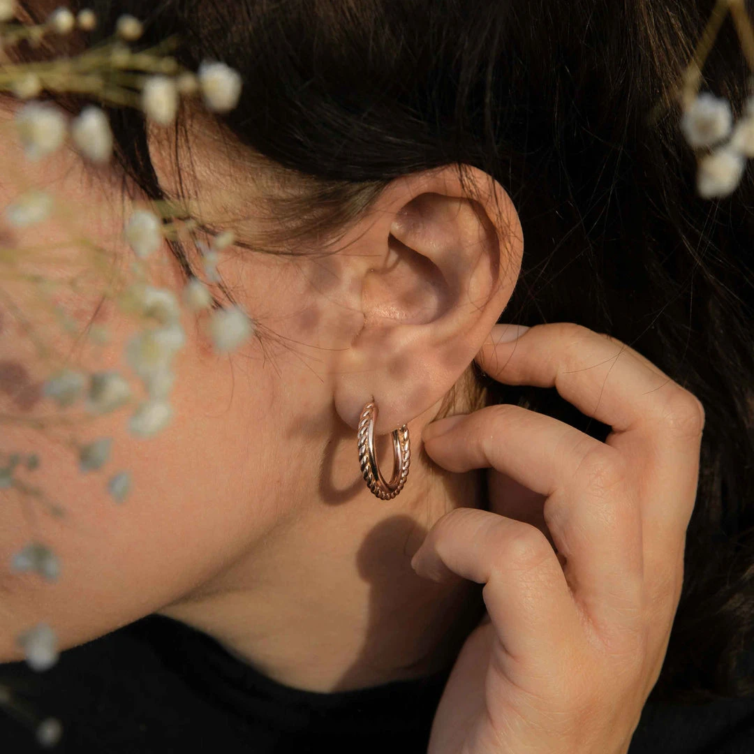 Astridandmiyu Interlocked Band Hoops In Rose Gold Sale 4 Astridandmiyu Interlocked Band Hoops In Rose Gold Sale