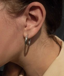 Astridandmiyu Sale Interlocked Band Hoops In Silver