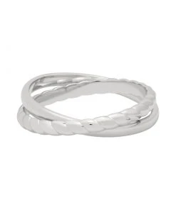 Astridandmiyu Sale Interlocked Rope & Plain Band Ring In Silver
