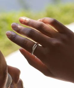 Astridandmiyu Sale Interlocked Rope & Plain Band Ring In Silver