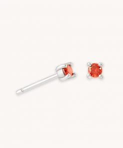 Astrid & Miyu Birthstone Earrings January Birthstone Stud Earrings In Silver With Garnet CZ