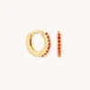 Astrid & Miyu Birthstone Earrings January Birthstone Huggies In Gold With Garnet CZ
