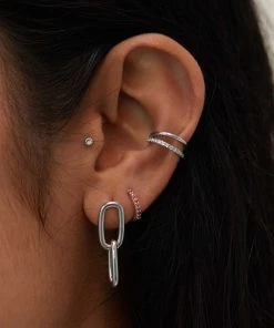 Astrid & Miyu Birthstone Earrings July Birthstone Huggies In Silver With Ruby CZ