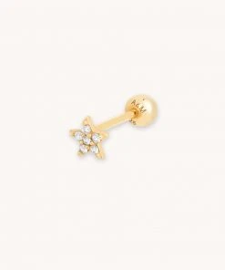 Astridandmiyu Jewelled Star Barbell In Gold