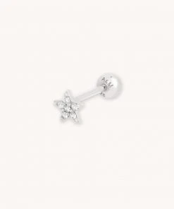 Astridandmiyu Sale Jewelled Star Barbell In Silver