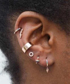 Astridandmiyu Jewelled Barbell In Rose Gold Sale