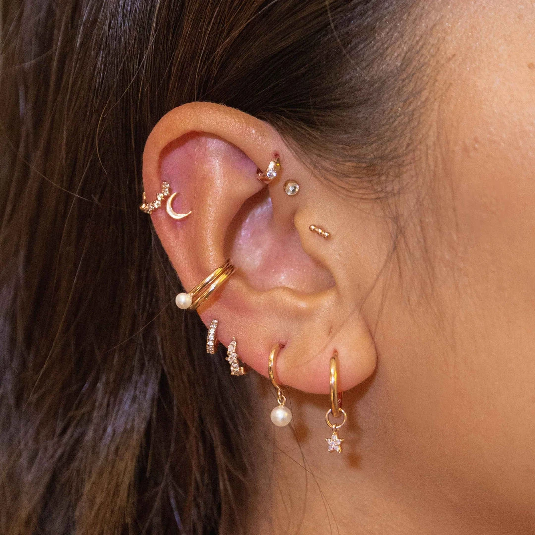 Astrid & Miyu Jewelled Crystal Hoop 6.5mm In Rose Gold 6 Astrid & Miyu Jewelled Crystal Hoop 6.5mm In Rose Gold