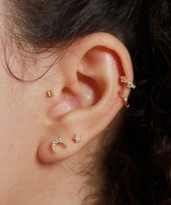 Astridandmiyu Jewelled Star Barbell In Gold