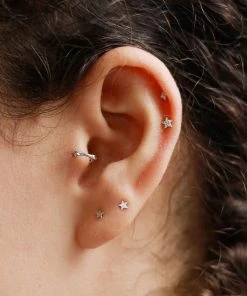 Astridandmiyu Sale Jewelled Star Barbell In Silver