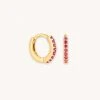 Astrid & Miyu Birthstone Earrings July Birthstone Huggies In Gold With Ruby CZ