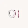 Astrid & Miyu Birthstone Earrings July Birthstone Huggies In Silver With Ruby CZ