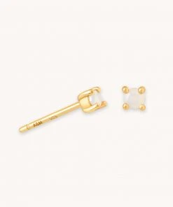 Astrid & Miyu June Birthstone Stud Earrings In Gold With Moonstone CZ