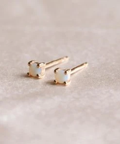 Astrid & Miyu June Birthstone Stud Earrings In Gold With Moonstone CZ