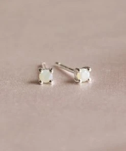 Astrid & Miyu June Birthstone Stud Earrings In Silver With Moonstone CZ 8 Astrid & Miyu June Birthstone Stud Earrings In Silver With Moonstone CZ