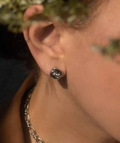 Astridandmiyu Knot Stud Earrings In Silver