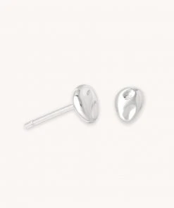 Astrid & Miyu Molten Large Stud Earrings In Silver
