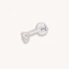 Astrid & Miyu Pink Tourmaline & White Topaz Stacking Piercing Stud In Solid White Gold
