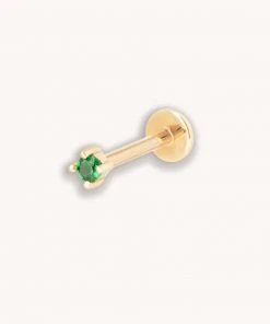 Astrid & Miyu New In Tsavorite Claw Set Piercing Stud In Solid Gold