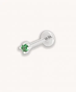 Astrid & Miyu Tsavorite Claw Set Piercing Stud In Solid White Gold New In