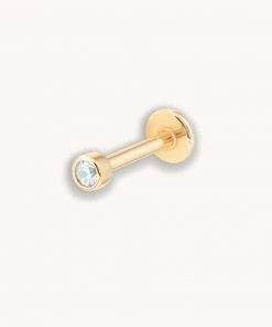 Astrid & Miyu Sales 30 Astrid & Miyu Aquamarine Gem Piercing Stud In Solid Gold New In