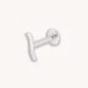 Astrid & Miyu Wave Piercing Stud In Solid White Gold