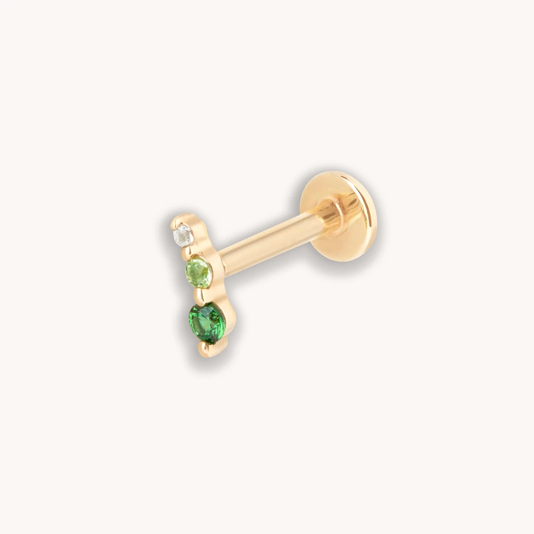 Astrid & Miyu Green Gradient Piercing Stud In Solid Gold New In 3 Astrid & Miyu Green Gradient Piercing Stud In Solid Gold New In