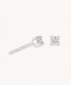 Astrid & Miyu March Birthstone Stud Earrings In Silver With Aquamarine CZ Birthstone Earrings