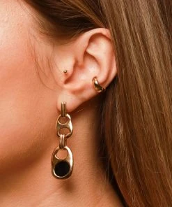 Astrid & Miyu Sale Mariner Chain Stud Earrings In Gold