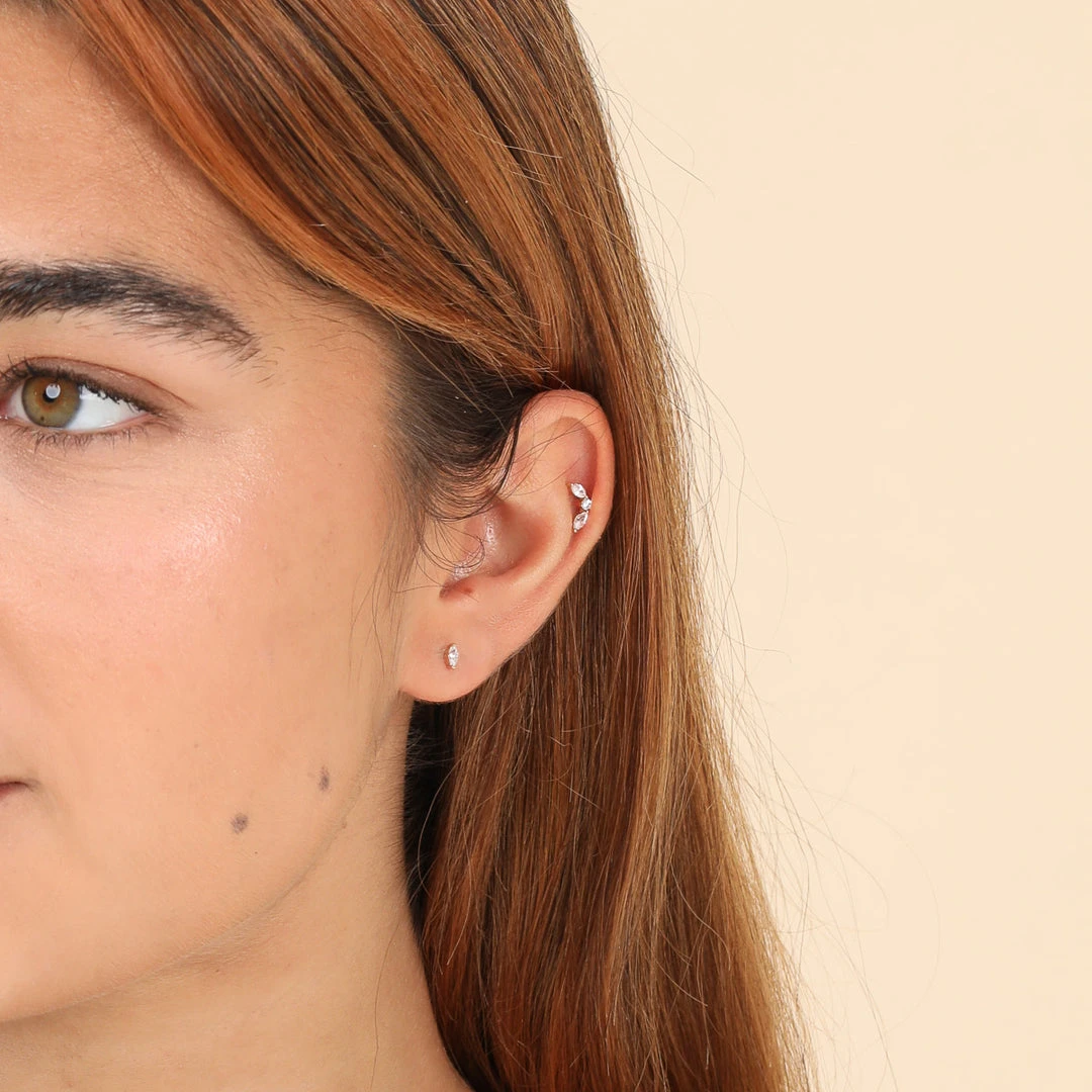 Astrid & Miyu Marquise Piercing Stacking Set In Solid White Gold 4 Astrid & Miyu Marquise Piercing Stacking Set In Solid White Gold