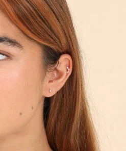 Astrid & Miyu Earrings Marquise Piercing Stacking Set In Solid Gold