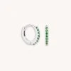Astridandmiyu May Birthstone Huggies In Silver With Emerald CZ