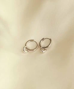 Astrid & Miyu Earrings Molten Charm Hoops In Silver 8 Astrid & Miyu Earrings Molten Charm Hoops In Silver