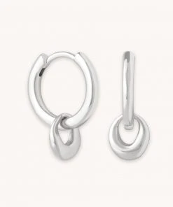Astrid & Miyu Earrings Molten Charm Hoops In Silver